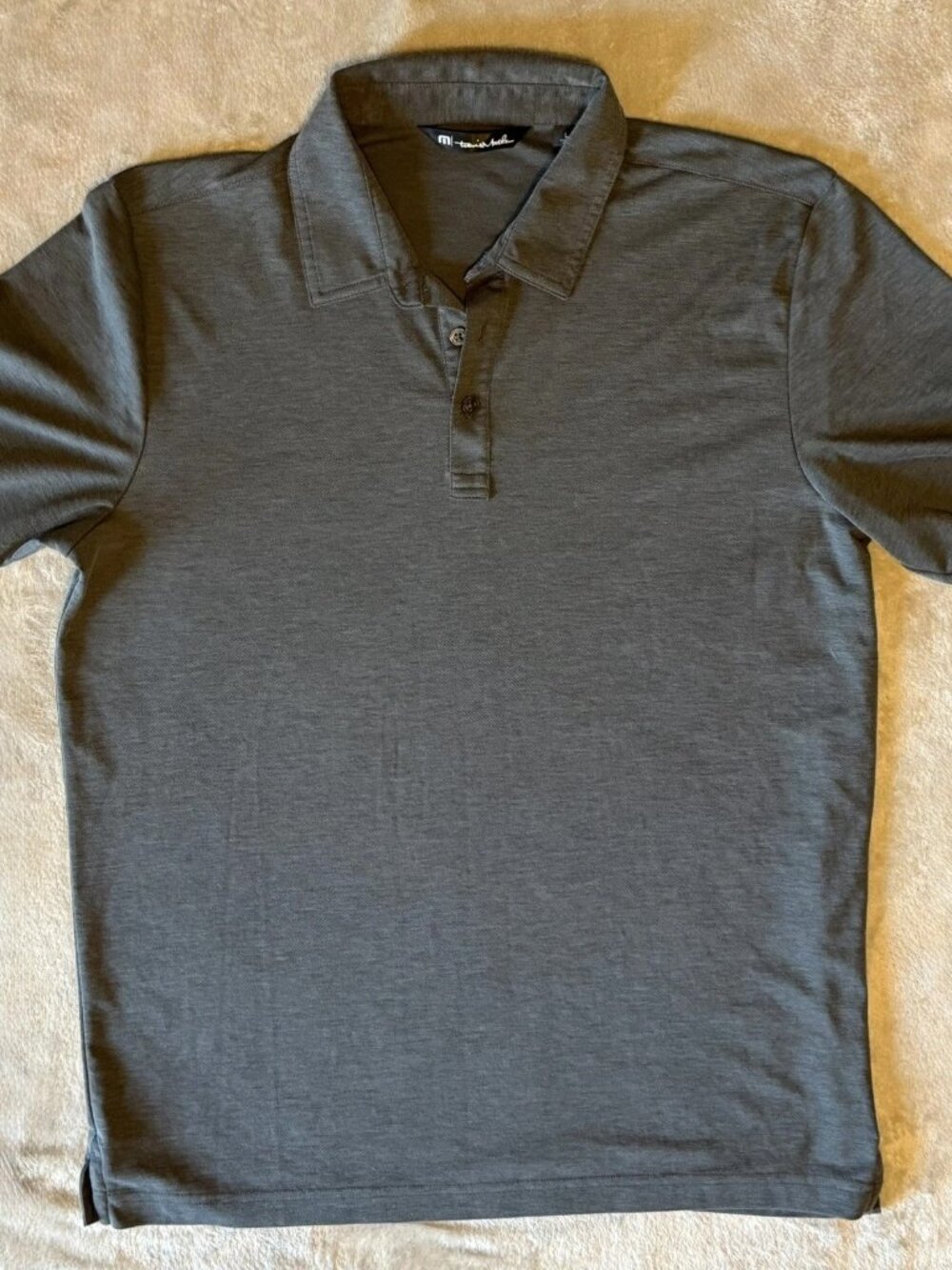 Travis Mathew Men's Large Polo Heather Dark Gray/Black Size L